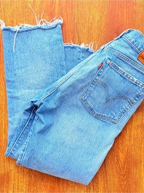 Levi's Light Blue Raw-Hem Straight Jeans